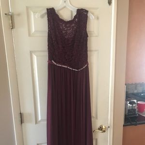 Maroon dress with lace and chiffon bottom